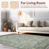 Ultra Soft Area Rug, Non Slip, Stain Resistant, Washable Area Rugs for Living Room, Bedroom, Sophisticated Ethnic Floral Arrangement(Gray)