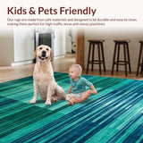 Ultra Soft Area Rug, Non Slip, Stain Resistant, Washable Area Rugs for Living Room, Bedroom, Modern Earthy Geometric Fusion(Blue)