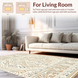 Artistic Beige Ivory Area Tribal Design(Beige)