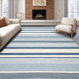 Ultra Soft Area Rug, Non Slip, Stain Resistant, Washable Area Rugs for Living Room, Bedroom, Artisanal Textured Stripe Elegance(Blue)