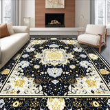 Ultra Soft Area Rug, Non Slip, Stain Resistant, Washable Area Rugs for Living Room, Bedroom, Striking Black and Cream Geometric Art(Black)