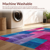 Ultra Soft Area Rug, Non Slip, Stain Resistant, Washable Area Rugs for Living Room, Bedroom, Colorful Abstract Artful Motif(Pink)