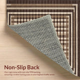 Ultra Soft Area Rug, Non Slip, Stain Resistant, Washable Area Rugs for Living Room, Bedroom, Artful Subtle Checkered Composition(Brown)