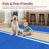 Ultra Soft Area Rug, Non Slip, Stain Resistant, Washable Area Rugs for Living Room, Bedroom, Serene Blue Tan Color Fusion(Blue)