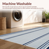 Ultra Soft Area Rug, Non Slip, Stain Resistant, Washable Area Rugs for Living Room, Bedroom, Rustic Traditional Striped Charm(Blue)