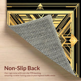 Ultra Soft Area Rug, Non Slip, Stain Resistant, Washable Area Rugs for Living Room, Bedroom, Luxurious Ornamental Geometric Composition(Gold)
