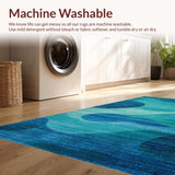 Ultra Soft Area Rug, Non Slip, Stain Resistant, Washable Area Rugs for Living Room, Bedroom, Nautical Sea Life Area Rug Featuring Abstract Seahorse and Marine Blue Gradient(Blue)