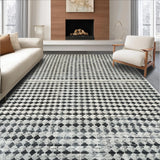 Ultra Soft Area Rug, Non Slip, Stain Resistant, Washable Area Rugs for Living Room, Bedroom, Geometric Mosaic Rug(Black)