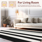 Ultra Soft Area Rug, Non Slip, Stain Resistant, Washable Area Rugs for Living Room, Bedroom, Designer Dual-Tone Horizontal Lined Rug with Geometric Precision(Black)