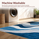 Ultra Soft Area Rug, Non Slip, Stain Resistant, Washable Area Rugs for Living Room, Bedroom, Dynamic Modern Artful Geometric Fusion(Blue)