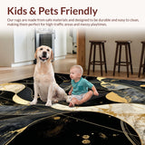 Ultra Soft Area Rug, Non Slip, Stain Resistant, Washable Area Rugs for Living Room, Bedroom, Unique Abstract Artistic Flair(Black)