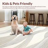 Ultra Soft Area Rug, Non Slip, Stain Resistant, Washable Area Rugs for Living Room, Bedroom, Innovative Cream Raised Line Geometry(Beige)