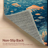 Ultra Soft Area Rug, Non Slip, Stain Resistant, Washable Area Rugs for Living Room, Bedroom, Undersea Exploration Rug Fish & Coral Reefs Carpet for Playtime(Blue)