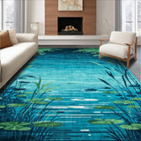 Ultra Soft Area Rug, Non Slip, Stain Resistant, Washable Area Rugs for Living Room, Bedroom, Serene Nature-Inspired Motif(Blue)