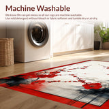 Ultra Soft Area Rug, Non Slip, Stain Resistant, Washable Area Rugs for Living Room, Bedroom, Artistic Multicolored Floral Composition(Red)