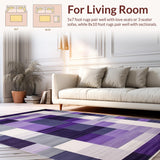 Ultra Soft Area Rug, Non Slip, Stain Resistant, Washable Area Rugs for Living Room, Bedroom, Luxurious Modern Tiled Aesthetic(Purple)