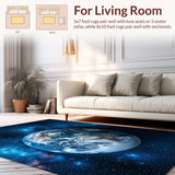 Ultra Soft Area Rug, Non Slip, Stain Resistant, Washable Area Rugs for Living Room, Bedroom, Round Earth Map Yoga Meditation Rug(Blue)