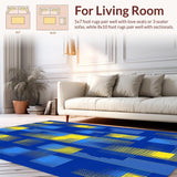 Ultra Soft Area Rug, Non Slip, Stain Resistant, Washable Area Rugs for Living Room, Bedroom, Vibrant Coastal Organic Shapes(Blue)