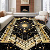 Ultra Soft Area Rug, Non Slip, Stain Resistant, Washable Area Rugs for Living Room, Bedroom, Elegant Trellis Patterned Design(Gold)