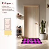 Ultra Soft Area Rug, Non Slip, Stain Resistant, Washable Area Rugs for Living Room, Bedroom, Stylish Modern Plaid Fusion(Purple)