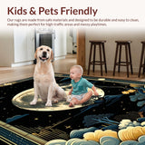 Ultra Soft Area Rug, Non Slip, Stain Resistant, Washable Area Rugs for Living Room, Bedroom, Enchanting Moonlit Boho Design(Gold)