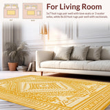 Ultra Soft Area Rug, Non Slip, Stain Resistant, Washable Area Rugs for Living Room, Bedroom, Warm Minimalist Diamond Arrangement(Yellow)