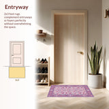 Ultra Soft Area Rug, Non Slip, Stain Resistant, Washable Area Rugs for Living Room, Bedroom, Serene Minimalist Botanical Outline(Pink)