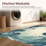 Ultra Soft Area Rug, Non Slip, Stain Resistant, Washable Area Rugs for Living Room, Bedroom, Marine Life Inspired Rug With Elegant Tentacle Swirl Pattern For Decor(Blue)