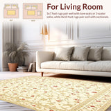 Ultra Soft Area Rug, Non Slip, Stain Resistant, Washable Area Rugs for Living Room, Bedroom, Delicate Vine Area in Muted Beige Palette(Beige)