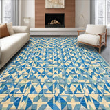 Ultra Soft Area Rug, Non Slip, Stain Resistant, Washable Area Rugs for Living Room, Bedroom, Blue & Beige Geometric Non Shedding(Blue)