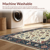 Ultra Soft Area Rug, Non Slip, Stain Resistant, Washable Area Rugs for Living Room, Bedroom, Quaint Neutral Garden Theme(Beige)