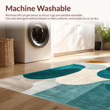 Ultra Soft Area Rug, Non Slip, Stain Resistant, Washable Area Rugs for Living Room, Bedroom, Modern Abstract Teal Living Room Pet-Friendly Rug(Beige)