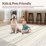Ultra Soft Area Rug, Non Slip, Stain Resistant, Washable Area Rugs for Living Room, Bedroom, Classic Neutral Striped Elegance(Beige)