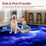 Ultra Soft Area Rug, Non Slip, Stain Resistant, Washable Area Rugs for Living Room, Bedroom, Mysterious Celestial Animal Print(Blue)