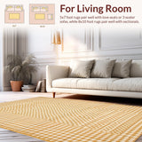 Ultra Soft Area Rug, Non Slip, Stain Resistant, Washable Area Rugs for Living Room, Bedroom, Refined Abstract Linear Arrangement(Beige)