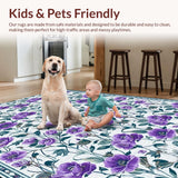 Ultra Soft Area Rug, Non Slip, Stain Resistant, Washable Area Rugs for Living Room, Bedroom, Chic Floral Medallion Aesthetic(Purple)