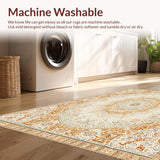Ultra Soft Area Rug, Non Slip, Stain Resistant, Washable Area Rugs for Living Room, Bedroom, Beautiful Circle Area Ivory & Beige(Beige)