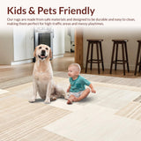 Ultra Soft Area Rug, Non Slip, Stain Resistant, Washable Area Rugs for Living Room, Bedroom, Sophisticated Beige Artful Arrangement(Beige)