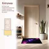 Ultra Soft Area Rug, Non Slip, Stain Resistant, Washable Area Rugs for Living Room, Bedroom, Bold Cosmic Color Splash(Purple)