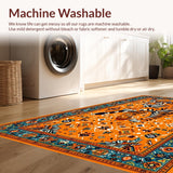 Ultra Soft Area Rug, Non Slip, Stain Resistant, Washable Area Rugs for Living Room, Bedroom, Eclectic Bright Animal Motif Design(Orange)