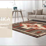 Ultra Soft Area Rug, Non Slip, Stain Resistant, Washable Area Rugs for Living Room, Bedroom, Modern Warm Tones Medallion(Red)