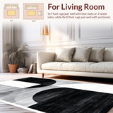 Ultra Soft Area Rug, Non Slip, Stain Resistant, Washable Area Rugs for Living Room, Bedroom, Dynamic Silver Lattice Arrangement(Black)