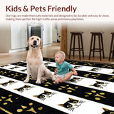 Ultra Soft Area Rug, Non Slip, Stain Resistant, Washable Area Rugs for Living Room, Bedroom, Whimsical Cat Silhouette Accent(Black)