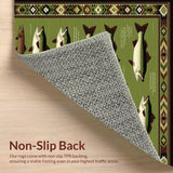 Ultra Soft Area Rug, Non Slip, Stain Resistant, Washable Area Rugs for Living Room, Bedroom, Vintage Fishing Scene Aesthetic(Green)