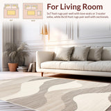 Ultra Soft Area Rug, Non Slip, Stain Resistant, Washable Area Rugs for Living Room, Bedroom, Elegant Modern Abstract Composition(Beige)