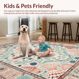 Ultra Soft Area Rug, Non Slip, Stain Resistant, Washable Area Rugs for Living Room, Bedroom, Coral Reef Nautical Elegance(Ivory)