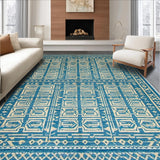 Ultra Soft Area Rug, Non Slip, Stain Resistant, Washable Area Rugs for Living Room, Bedroom, Luxurious Vintage Tiled Aesthetic(Blue)