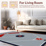 Ultra Soft Area Rug, Non Slip, Stain Resistant, Washable Area Rugs for Living Room, Bedroom, Dynamic American Sports Themed Design(Gray)