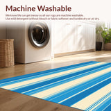 Azure Horizon Striped Durable Non Shedding Versatile Style(Blue)