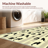 Ultra Soft Area Rug, Non Slip, Stain Resistant, Washable Area Rugs for Living Room, Bedroom, Striking Monochrome Feline Art(Beige)